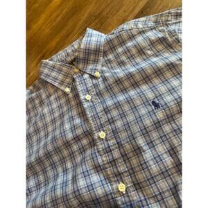 Polo Ralph Lauren Shirt Sz Lg Blue Plaid Oxford Button Down Classic Pony